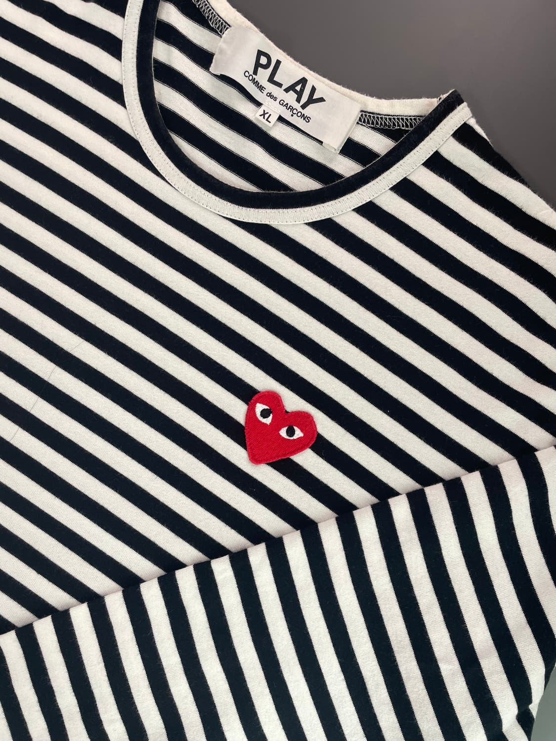 [XL] 꼼데가르송 스트라이프 레드와펜 긴팔 티셔츠 상품이미지3