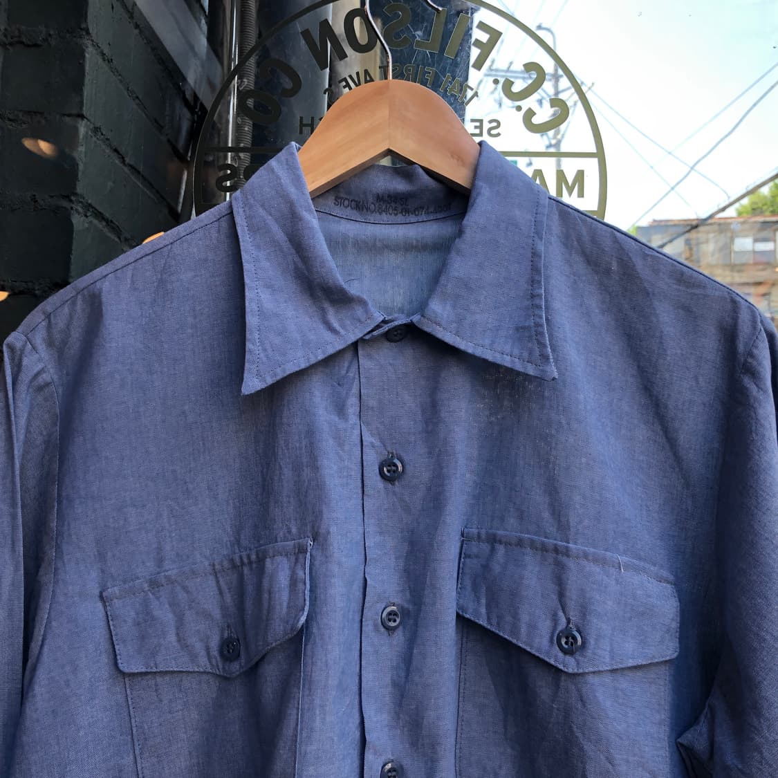 90s USN Chambray Shirt-M 상품이미지2