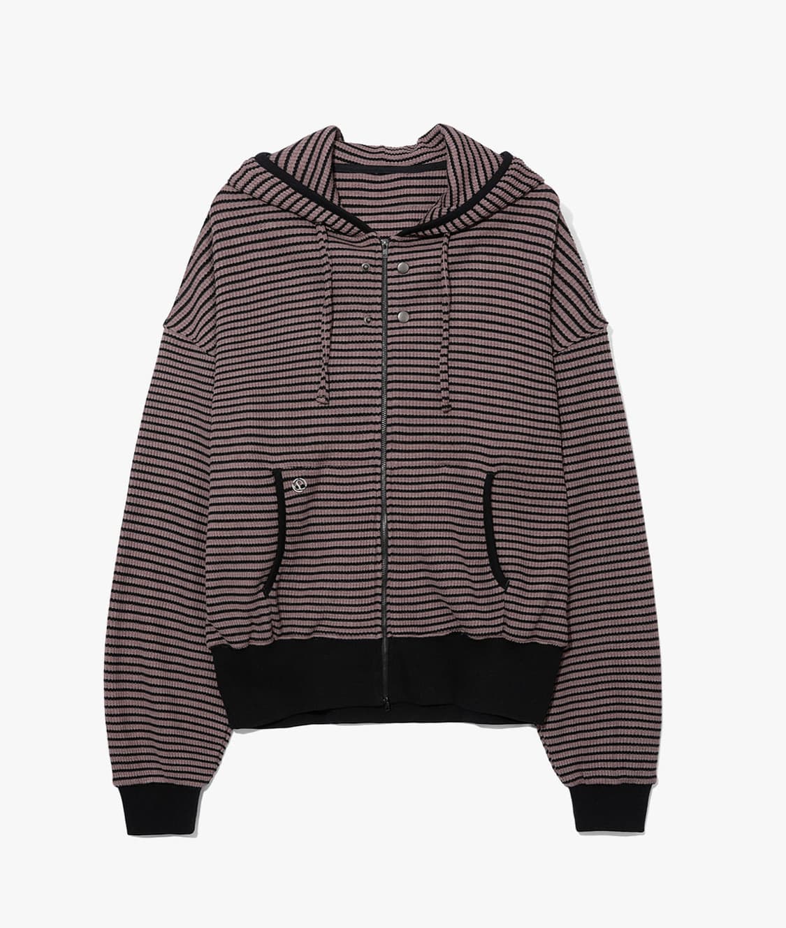 세컨모놀로그 스트라이프 와플 니트 후드 집업 상품이미지9