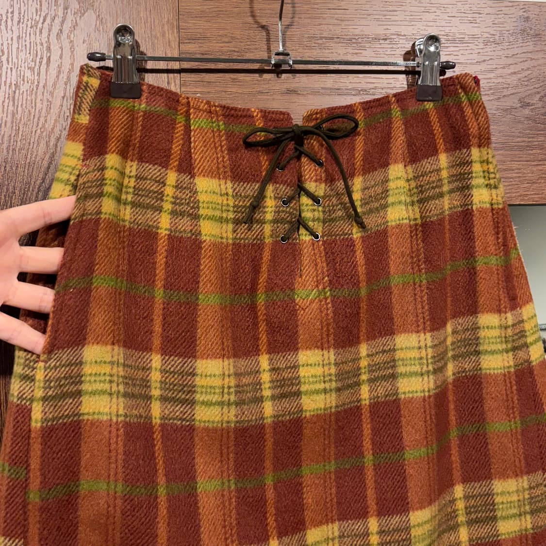 일본 빈티지 아일렛 체크 겨울 미니 스커트 상품이미지4