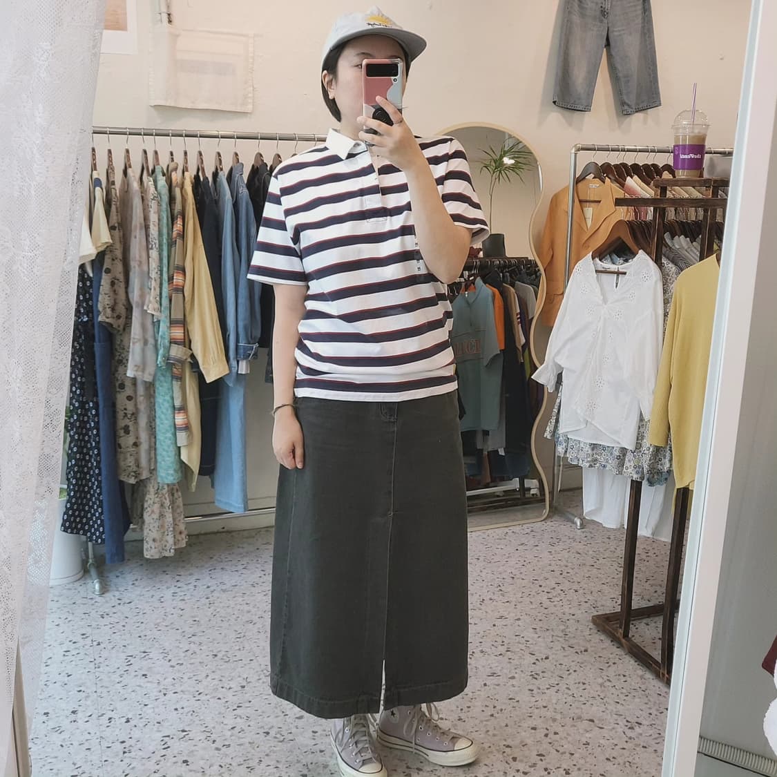 Topvalu 스트라이프 카라 반팔티(미착용 새제품) 상품이미지9