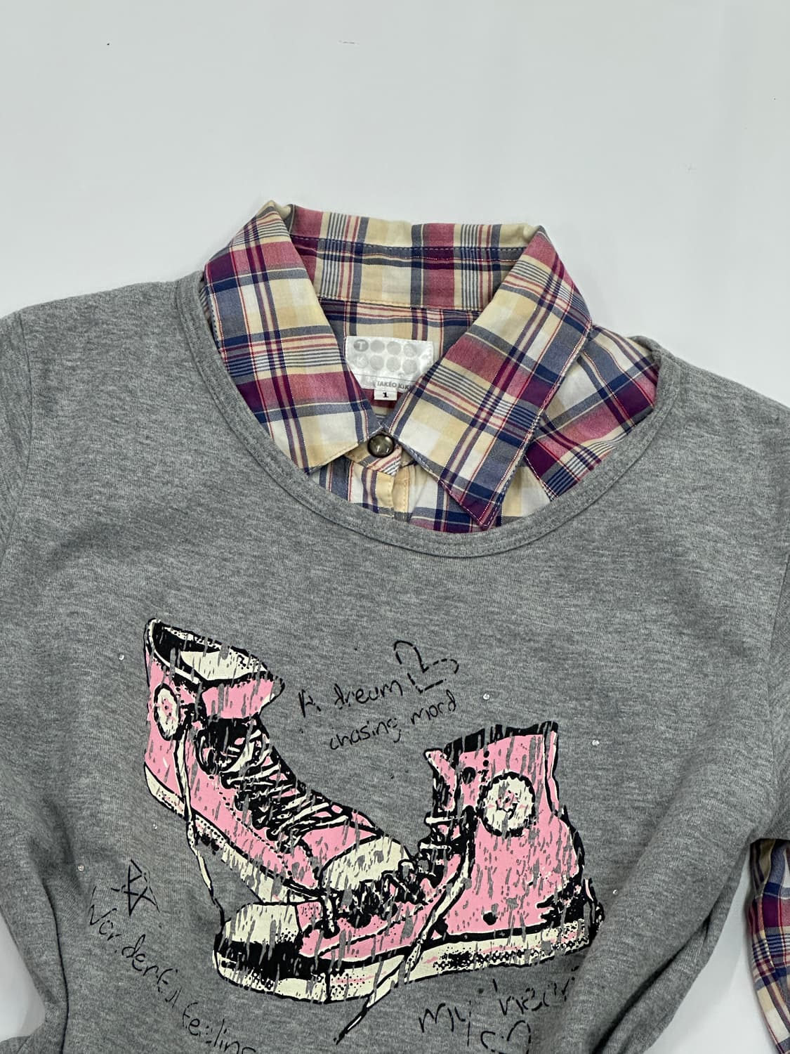 🐾하구미의 러블리 레이어드 상의코디🐾 Y2K 괴짜 빈티지 체크 셔츠  상품이미지4