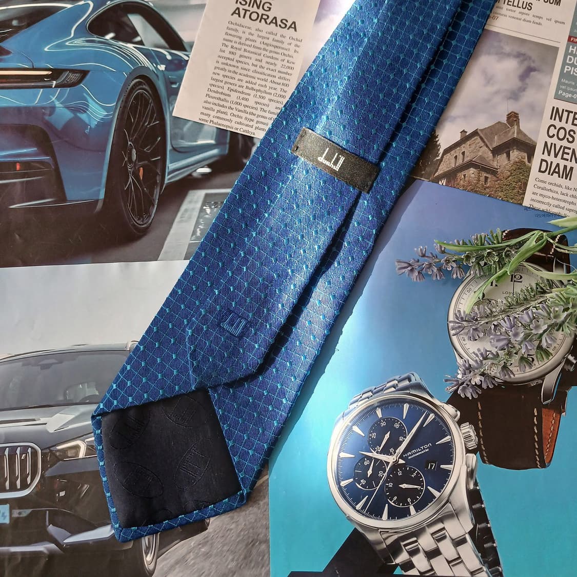 던힐 실크 블루 자카드 패턴 넥타이 9.5cm A+등급 A18845
 상품이미지4