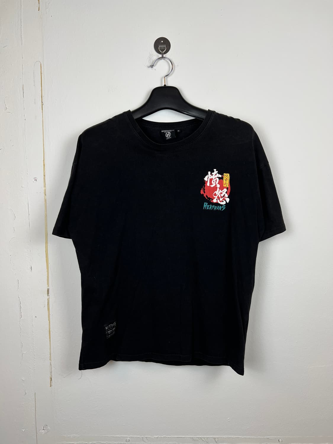 T121 JPN HEATHANS 프린팅 검정 티셔츠 XL 상품이미지1
