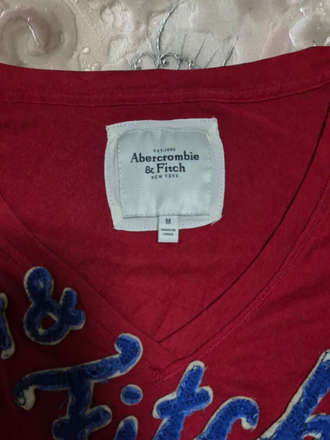 y2k 빈티지 아베크롬비 긴팔 티셔츠 버건디 딱붙핏 M 브이넥 롱슬리브 상품이미지3