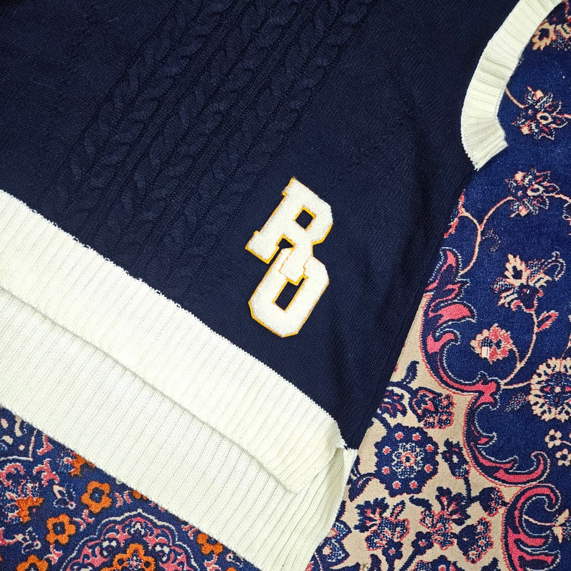 로라로라 세일러 배색 네이비 베스트 니트 Free 상품이미지3