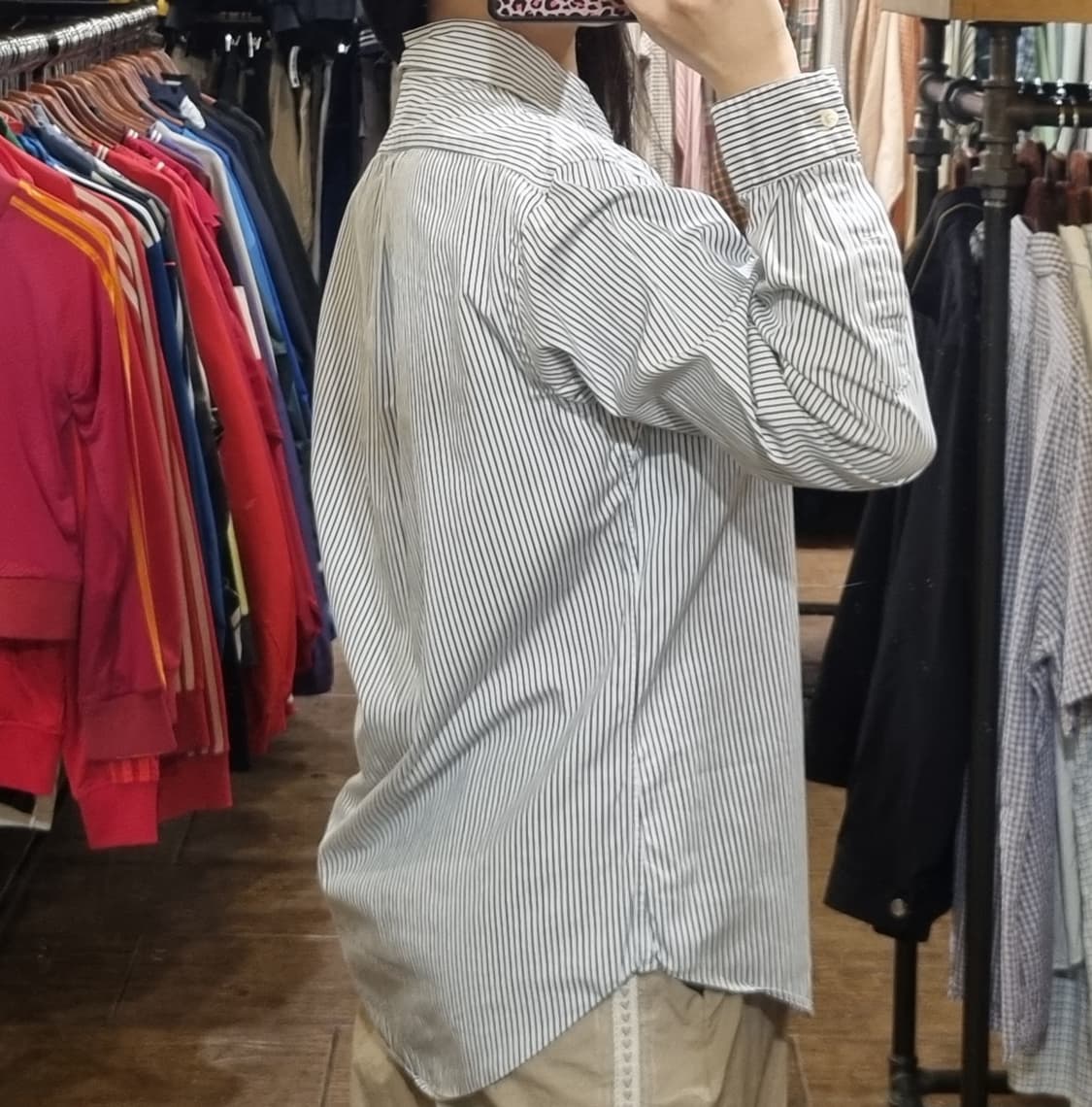 [Hi] polo 폴로 긴팔 스트라이프 셔츠 블랙/블루 상품이미지5