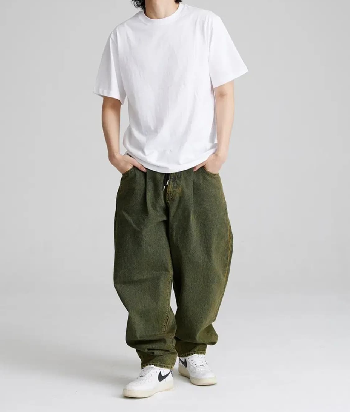 (XL)비에스래빗 미드90 배기 대님 팬츠 빈티지 옐로우 상품이미지1