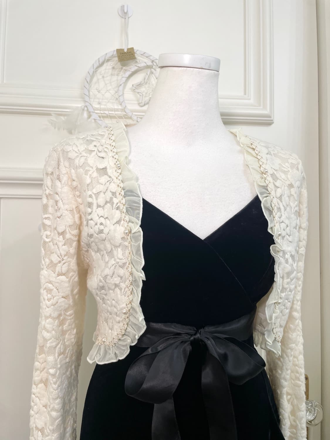 AXES FEMME ivory lace ruffle open bolero 상품이미지6