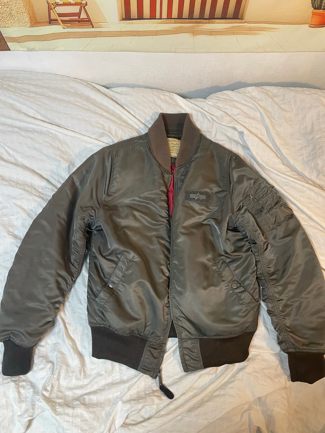 XL 0O's 알파인더스트리 USA 딥 카키 Ma-1플 라이트 자켓 상품이미지1
