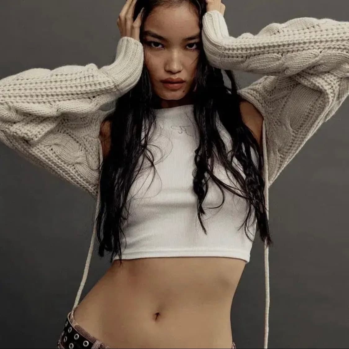 쓰리타임즈 베이지 아이보리 볼레로 상품이미지2