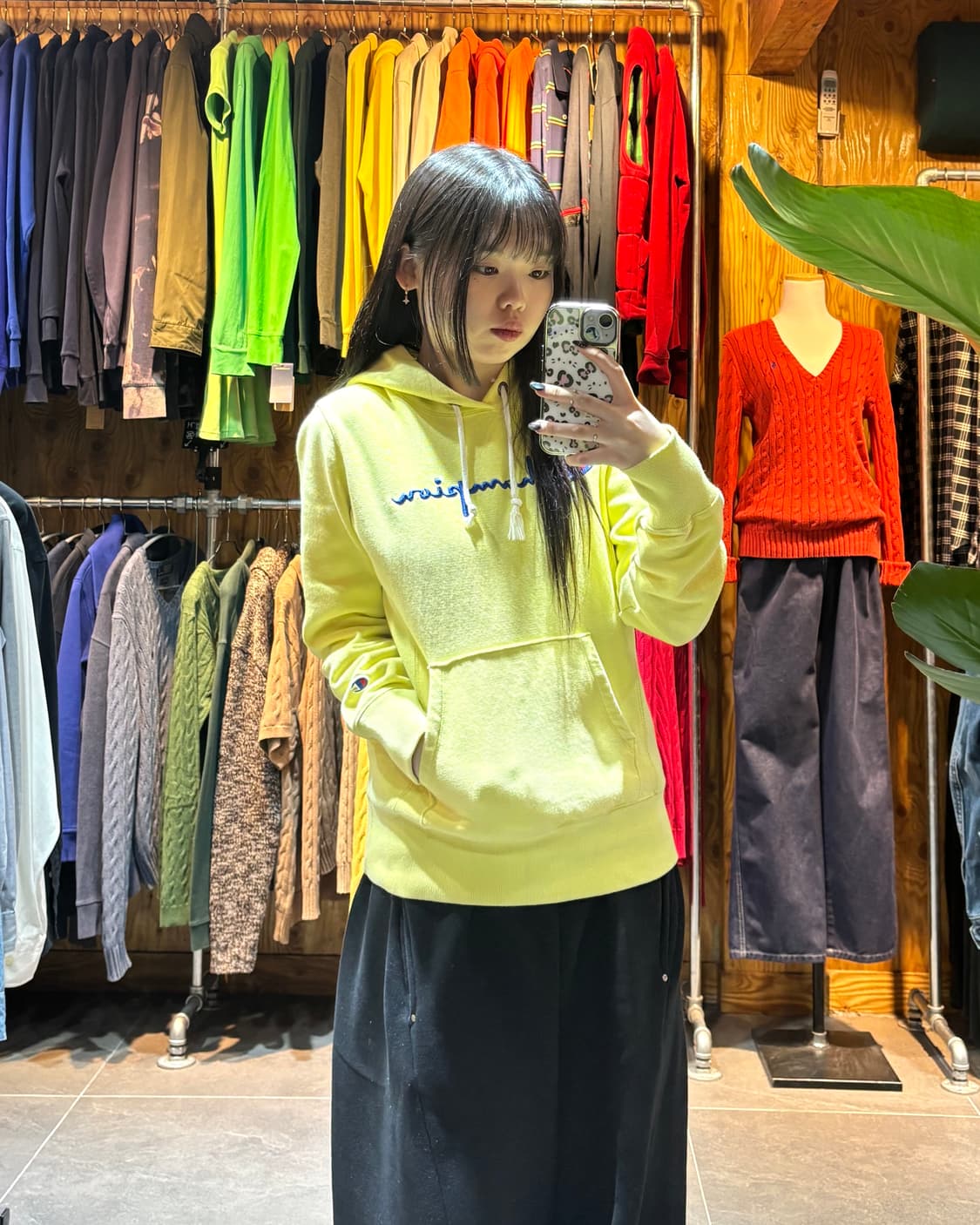 M 챔피언 우먼스 빅로고 레몬옐로우 후드티  상품이미지1