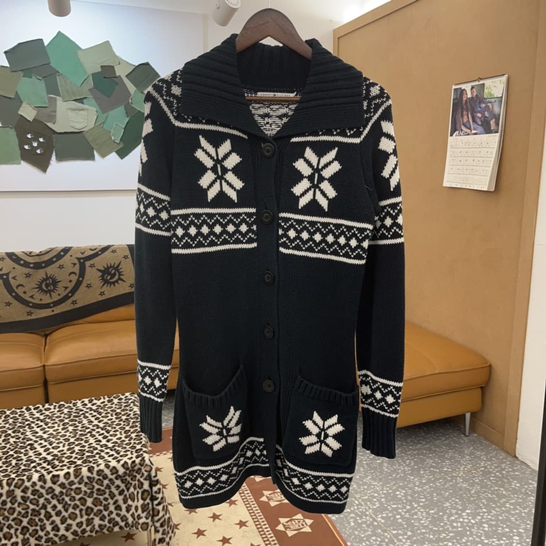 타미힐피거 여리 슬림핏 노르딕 스노우 니트 롱 가디건 S C09617 상품이미지3