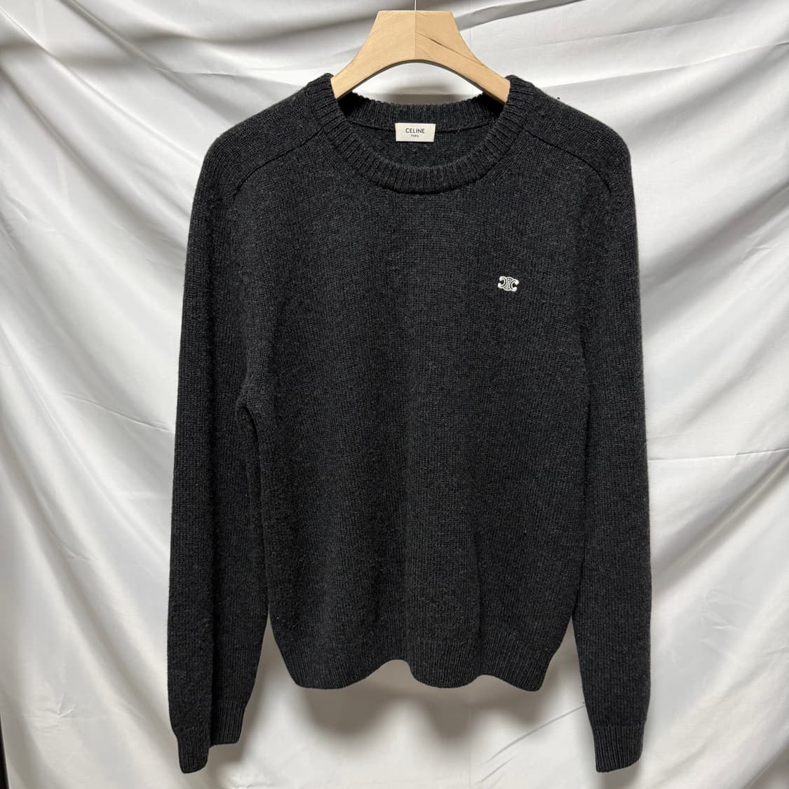 [S+급/L] 셀린느 트리옹프 울 캐시미어 니트 그레이 상품이미지1