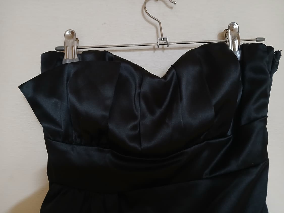 블랙 미니 파티 이브닝 드레스 새틴 오프숄더 캡 원피스 섹시 홀복 연말룩 상품이미지3