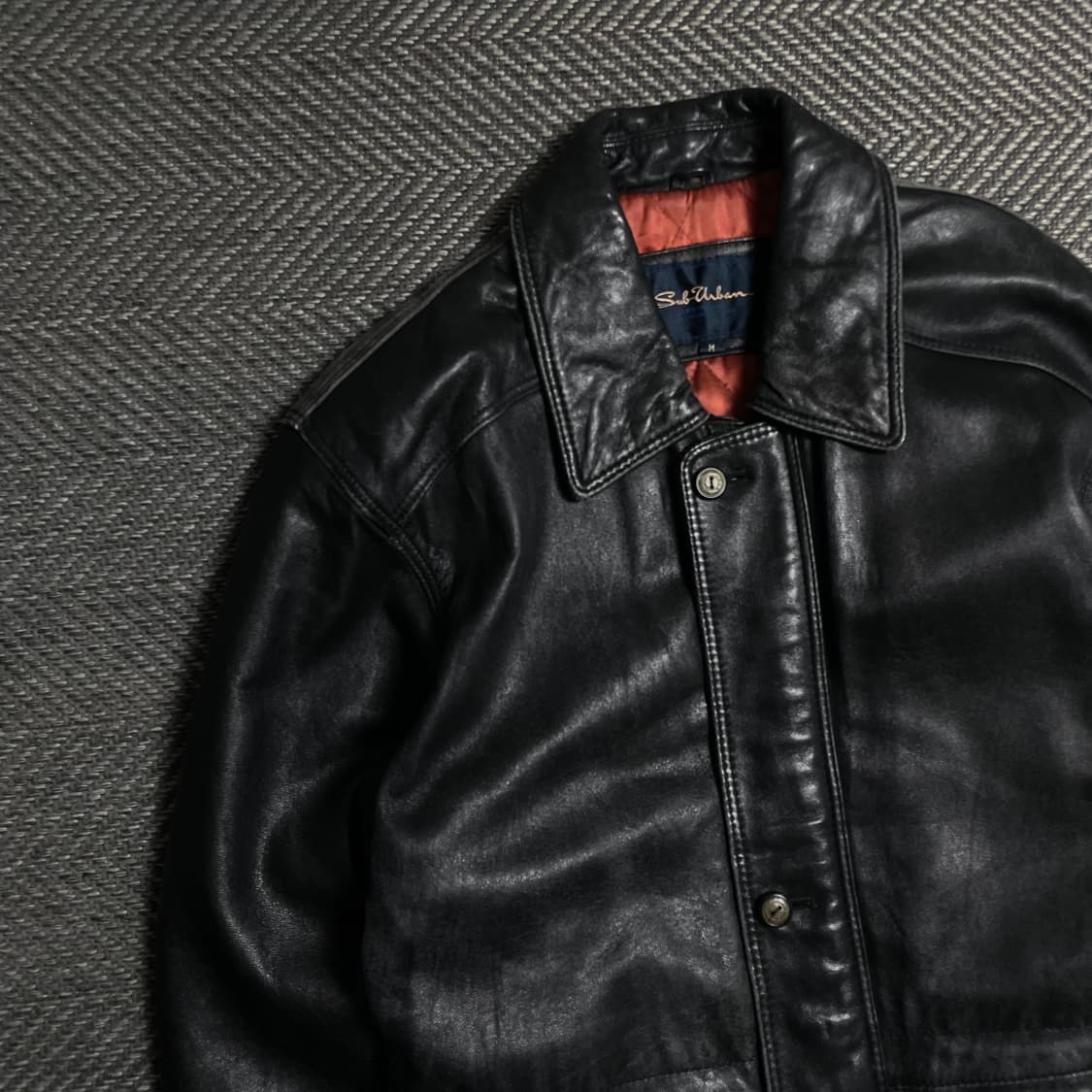 90s SubUrban 아카이브 워시드 에이징 양가죽 레더 자켓y5509 상품이미지5