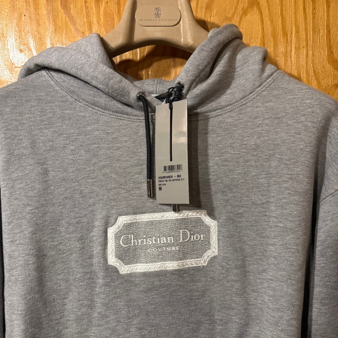 디올 그레이 로고 후드티셔츠 새상품 상품이미지4