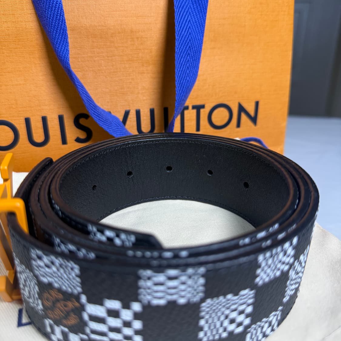 [20SS,풀구성] 루이비통 다미에 LV 디스토티드 리버서블 남성 벨트 상품이미지6