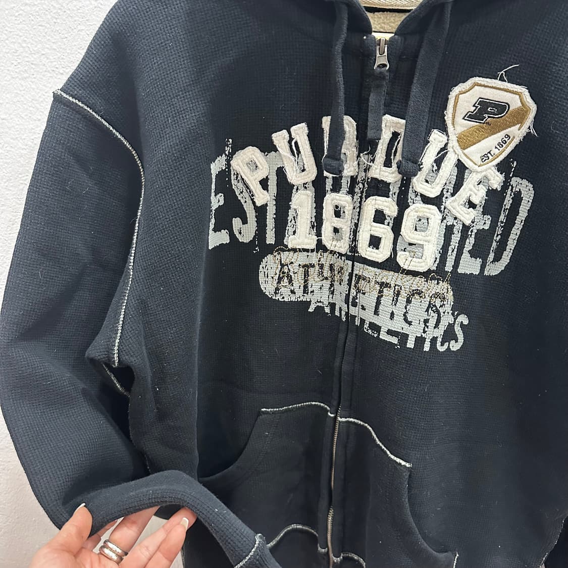 J.America 스티치 자수 와플 쉐르파 후드 집업L 상품이미지8