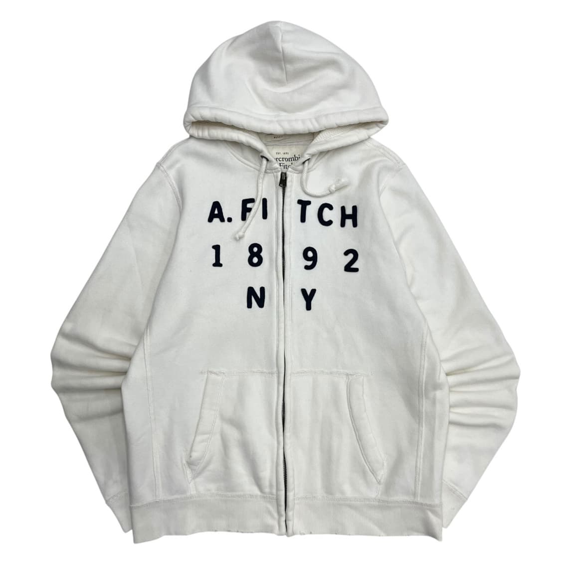 아베크롬비 센터로고 화이트 후드집업 XXL 상품이미지2