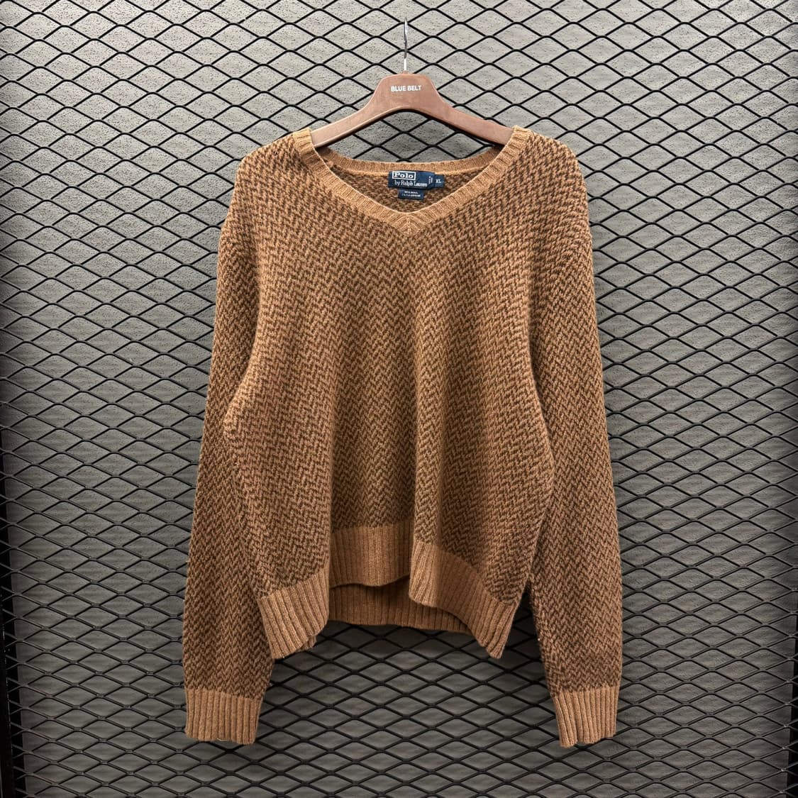 폴로 랄프로렌 울니트 V넥 헤링본패턴 디테일 루즈핏 브라운 상품이미지2