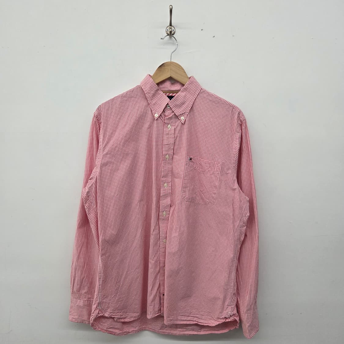 타미힐피거 깅엄체크 셔츠 레드 남L 상품이미지1