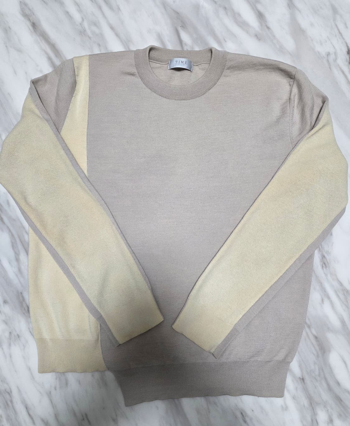 타임옴므 배색 언발런스 니트 상품이미지1