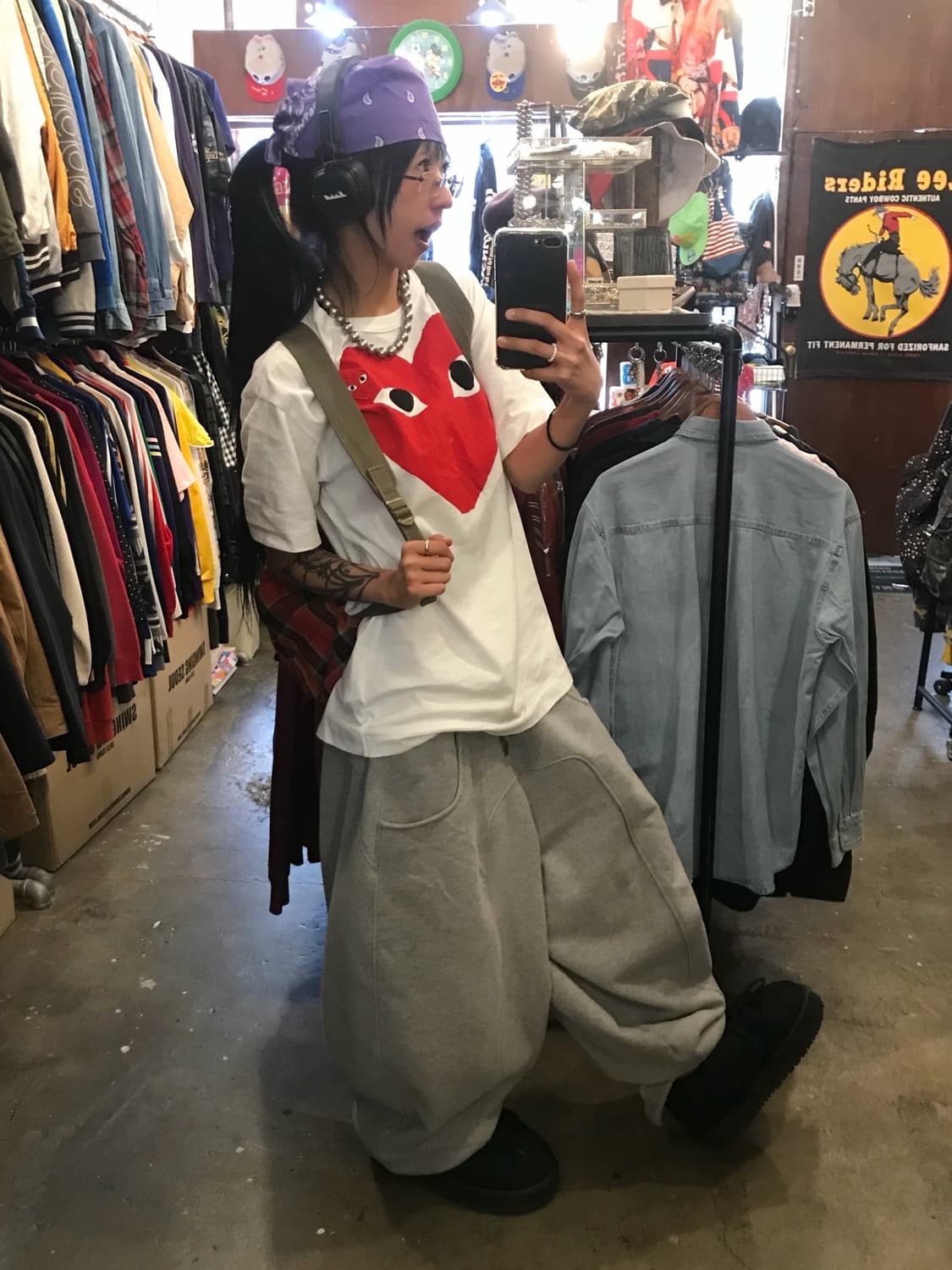  꼼데가르송 더블 하트 프린팅 티셔츠  상품이미지2