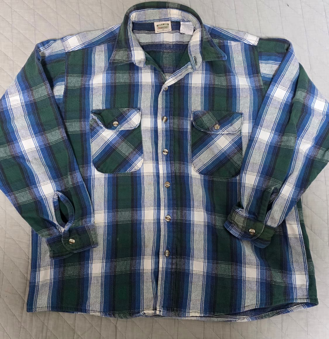 [XL] 90s 파이브 브라더 빈티지 플란넬 체크 셔츠 그린/블루 상품이미지1
