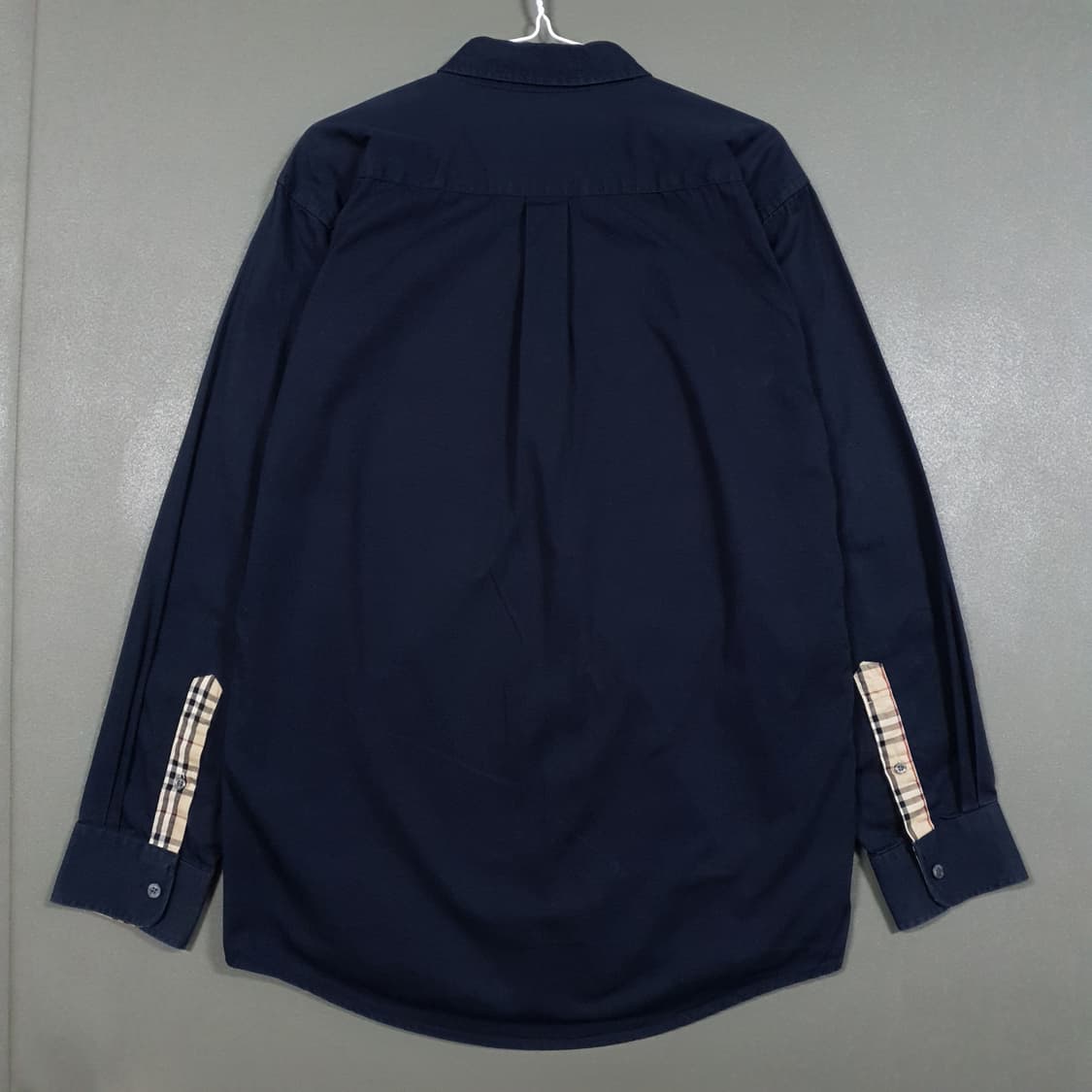 L (100) 버버리 블루라벨 크레스트 포켓 안감 노바체크 셔츠 네이비 상품이미지10