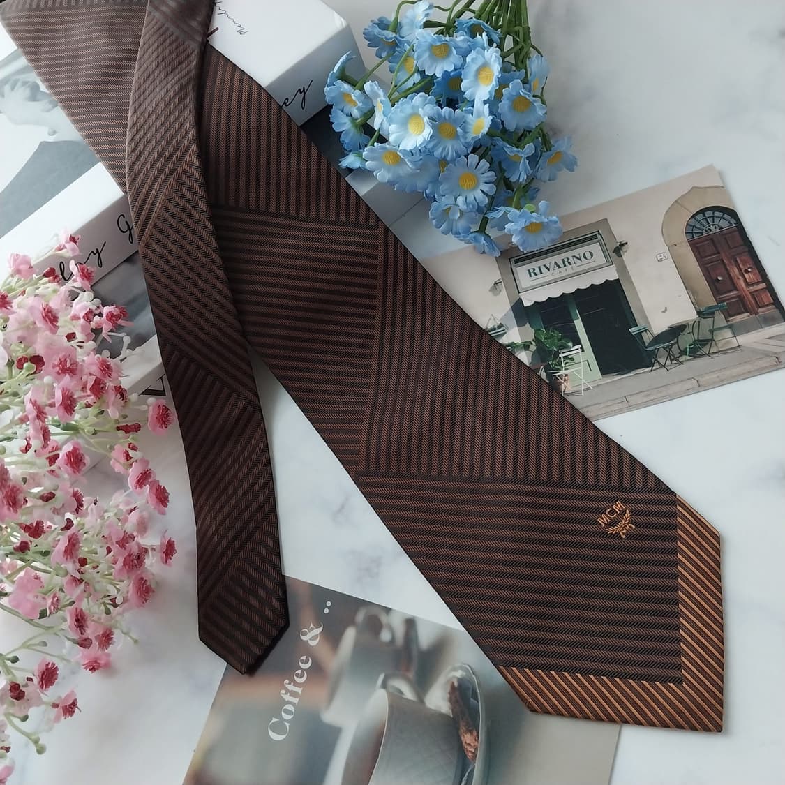 MCM 실크 브라운 스트라이프 넥타이 9.5cm A+등급 K1583
 상품이미지2