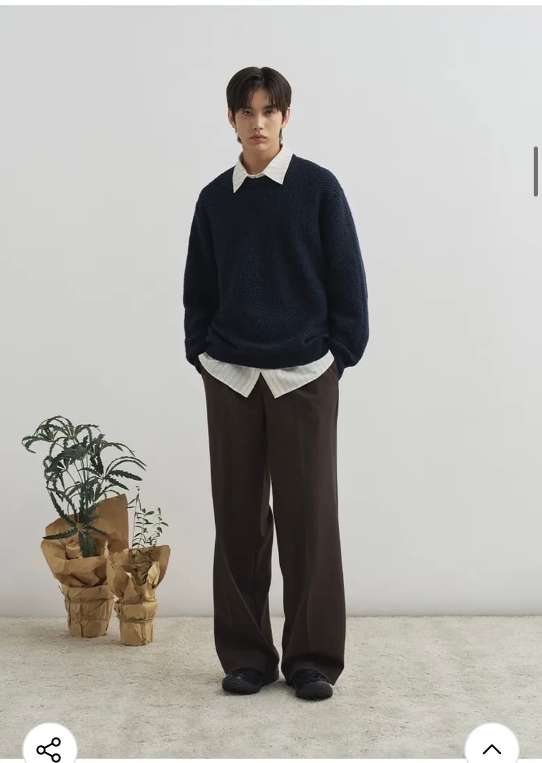 (XL) 드로우핏 와플 텍스쳐 라운드 풀오버 니트 [NAVY] 판매 상품이미지5