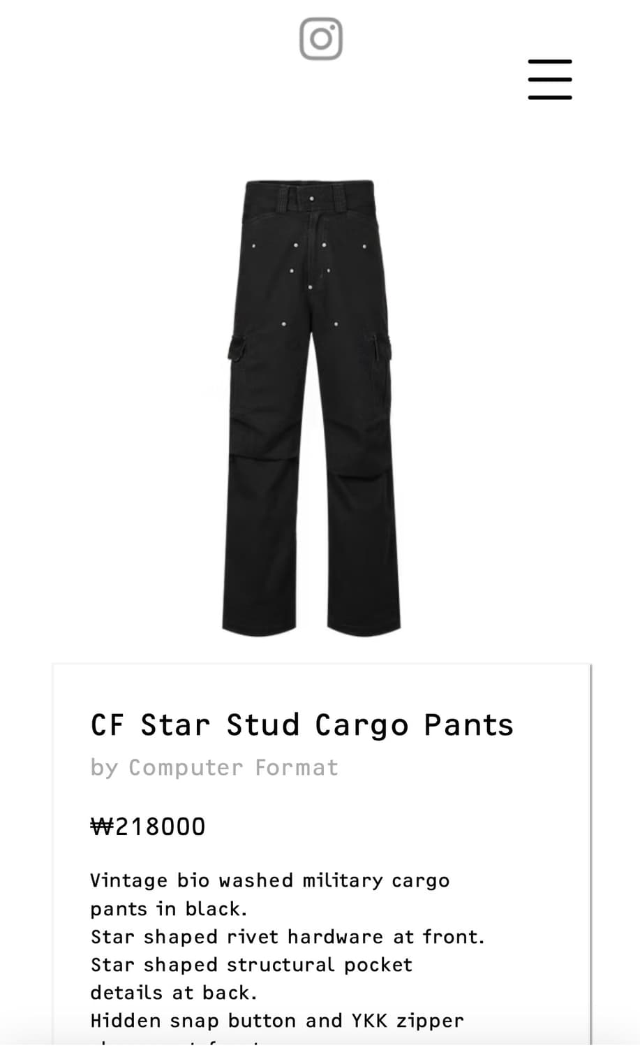 [M] Computer Format 카고 팬츠 상품이미지1