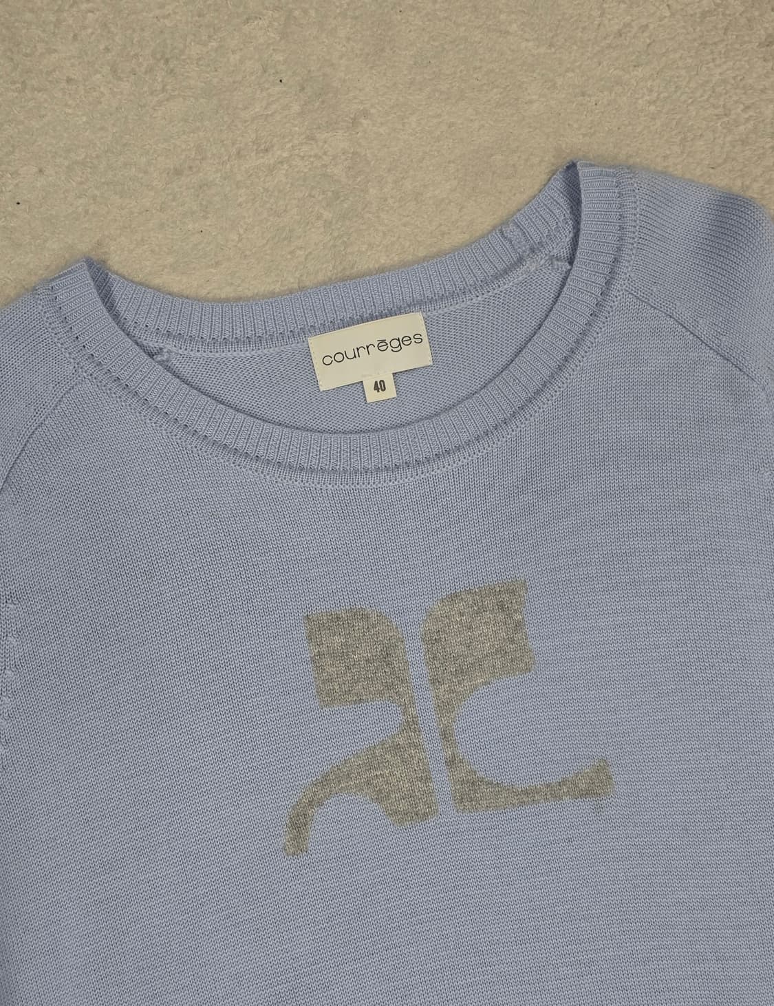 꾸레쥬 파스텔 블루 빅로고 니트 40 상품이미지2