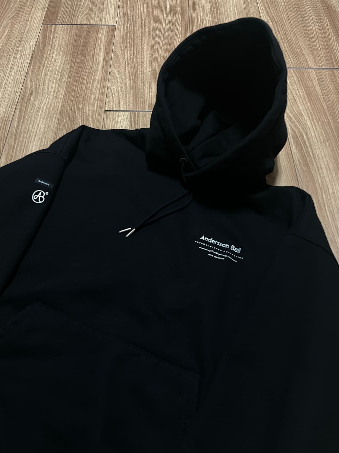 앤더슨벨 로고 후드티 블랙 xl 상품이미지3