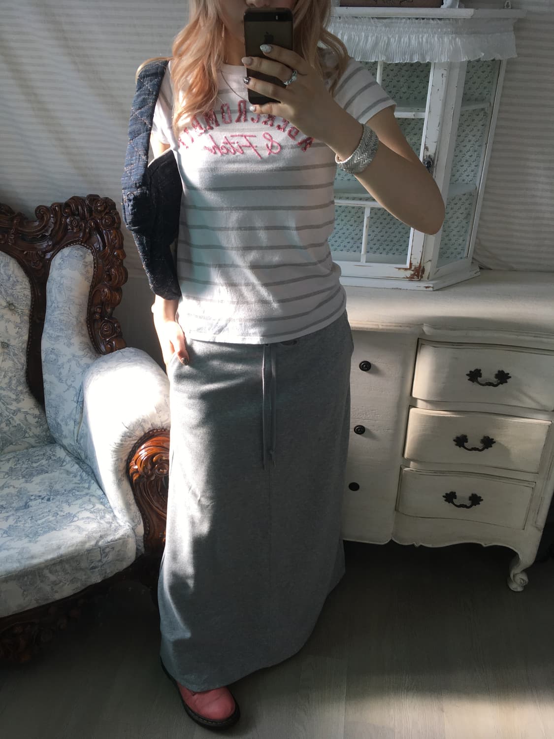 Abercrombie stripe pink bead t-shirt 상품이미지3