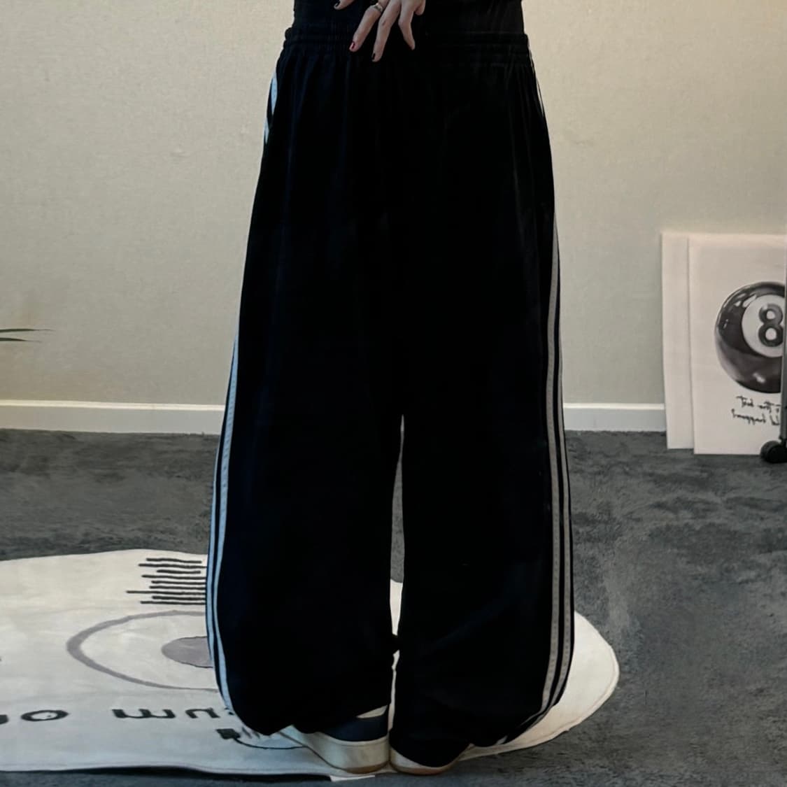 90s ADIDAS 올드스쿨 블랙 와이드 트랙팬츠 상품이미지3