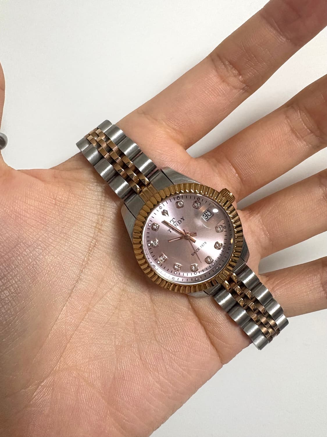 텐디 메탈 손목시계 로즈골드콤비 상품이미지1