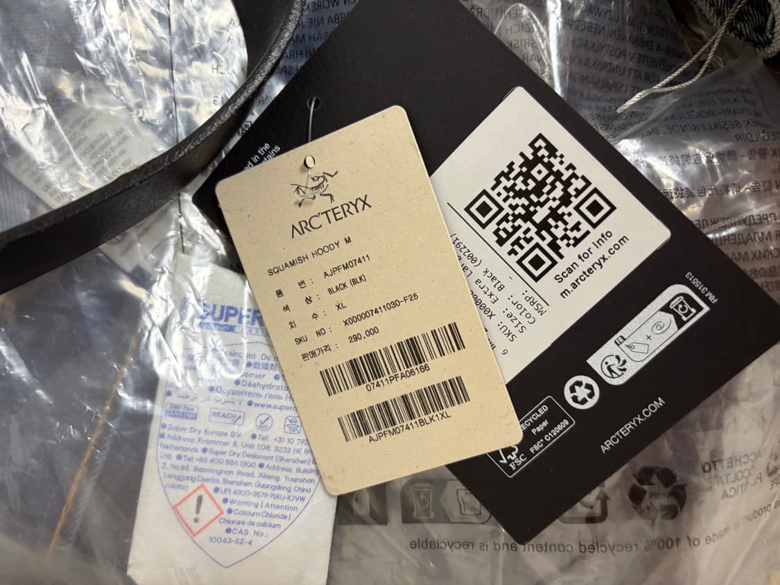 아크테릭스 스쿼미시 후디 블랙 xl 3월구매 상품이미지2