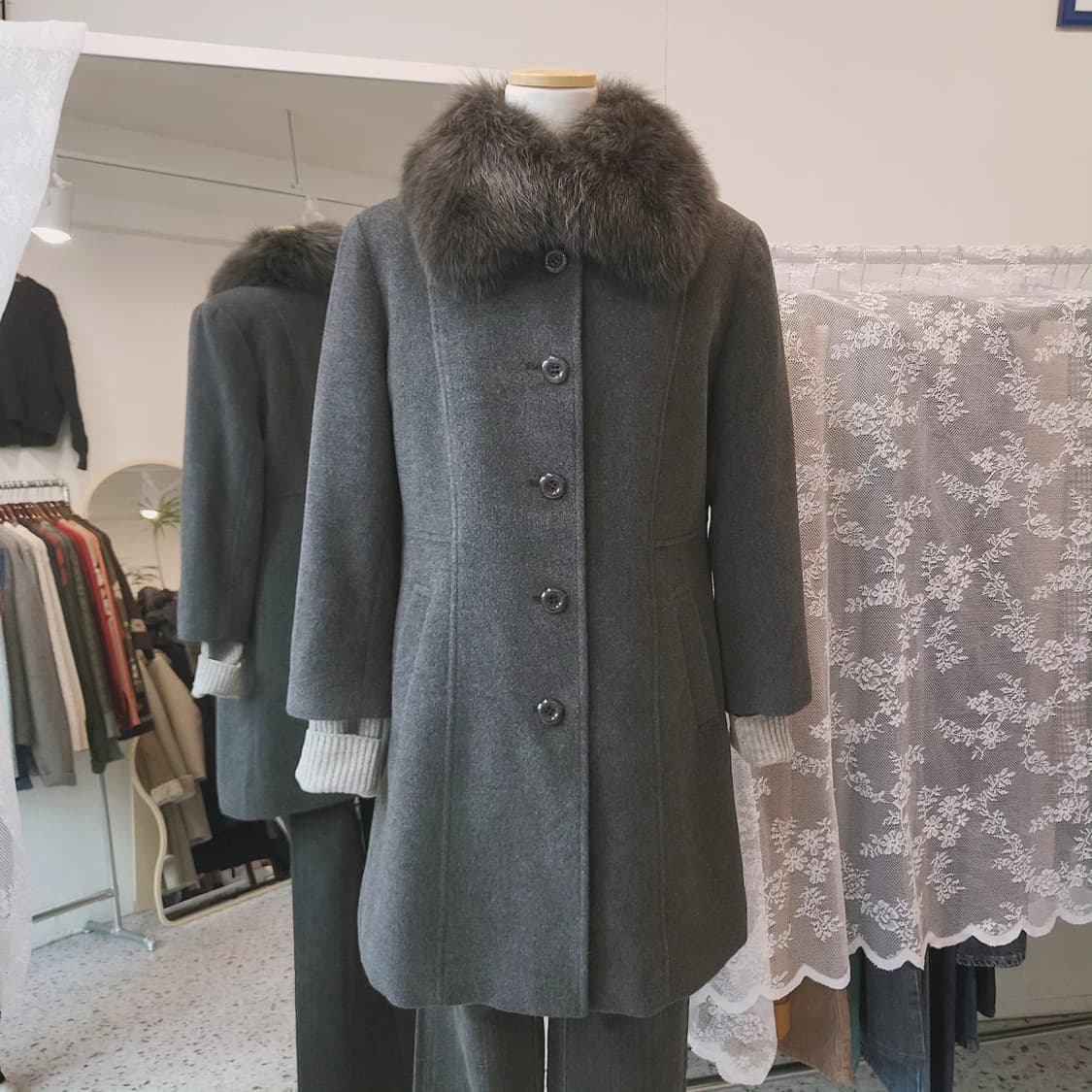 블루폭스퍼 앙고라 코트 상품이미지7