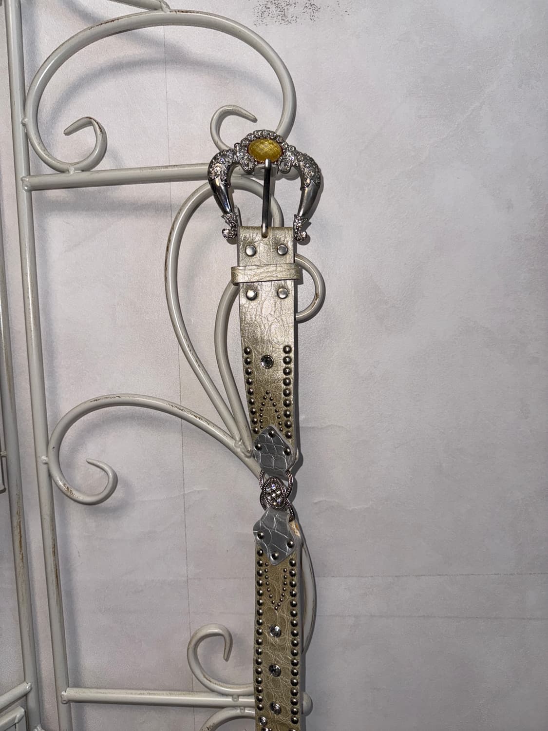 Ivory python cubic stud buckle belt  상품이미지4