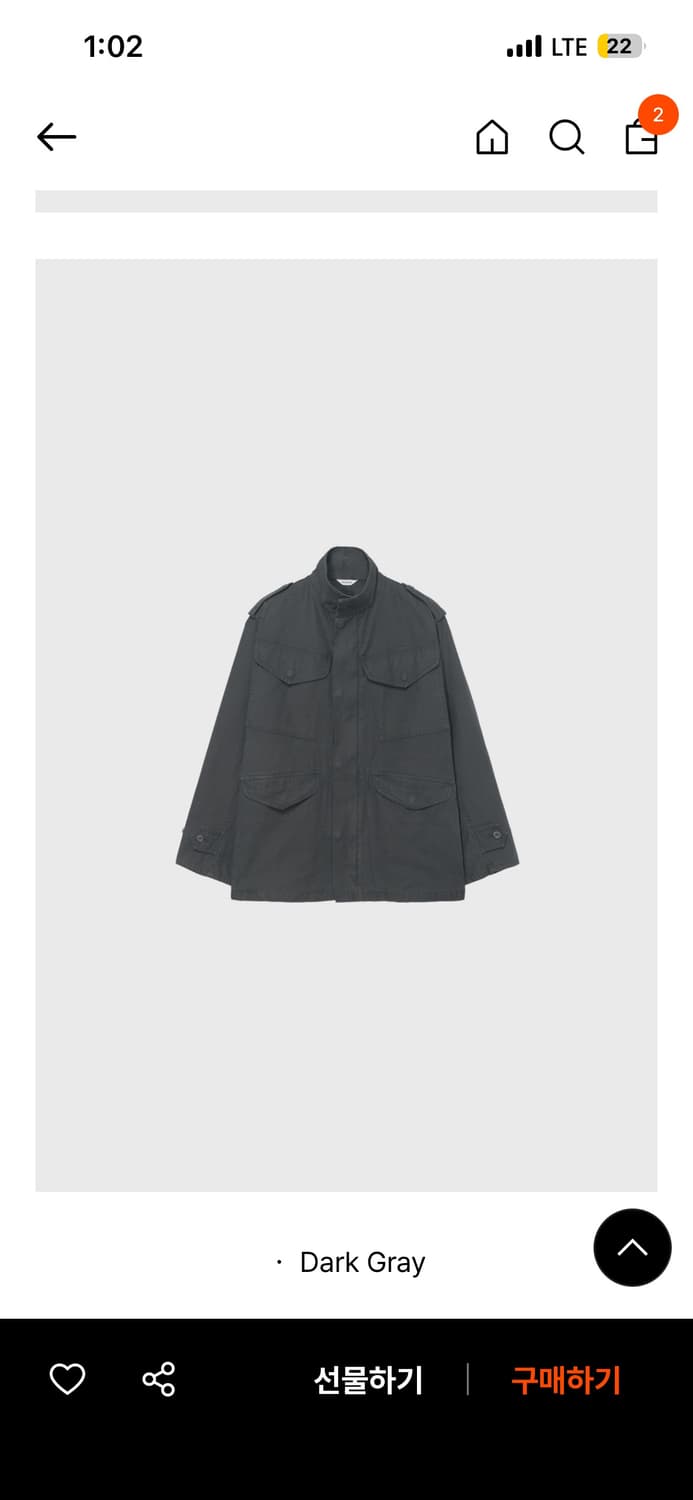 Washed Military Jacket (Dark gray) 상품이미지2