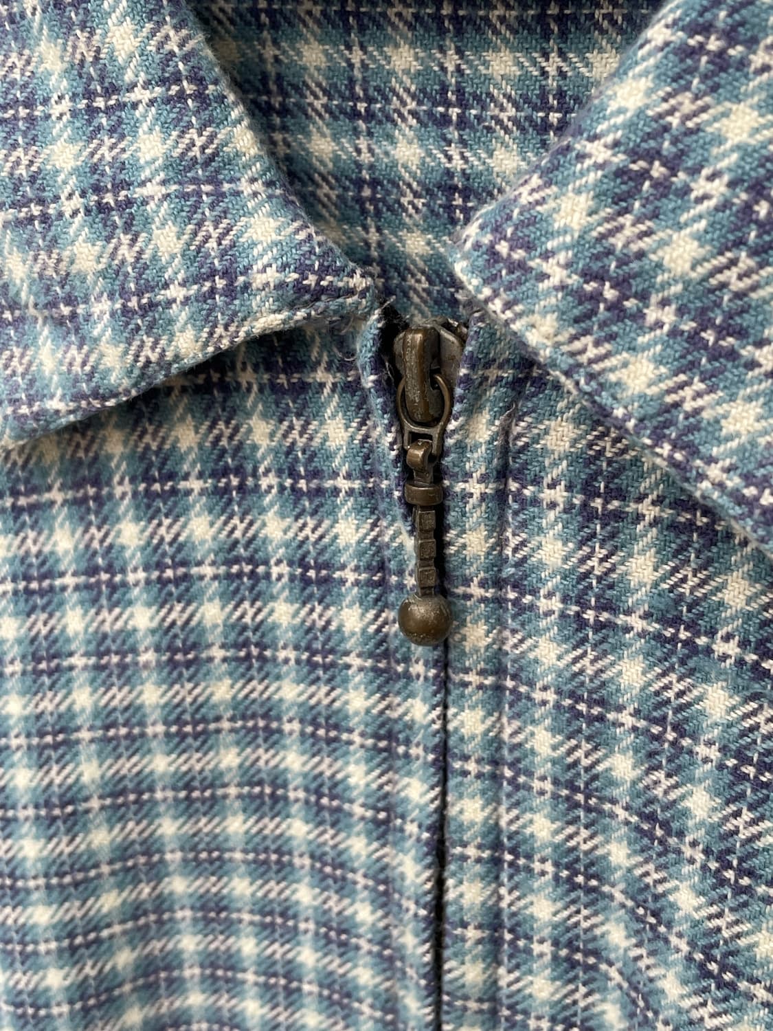 90-00s Bit*h Sky Blue Flannel Zip-up 상품이미지7