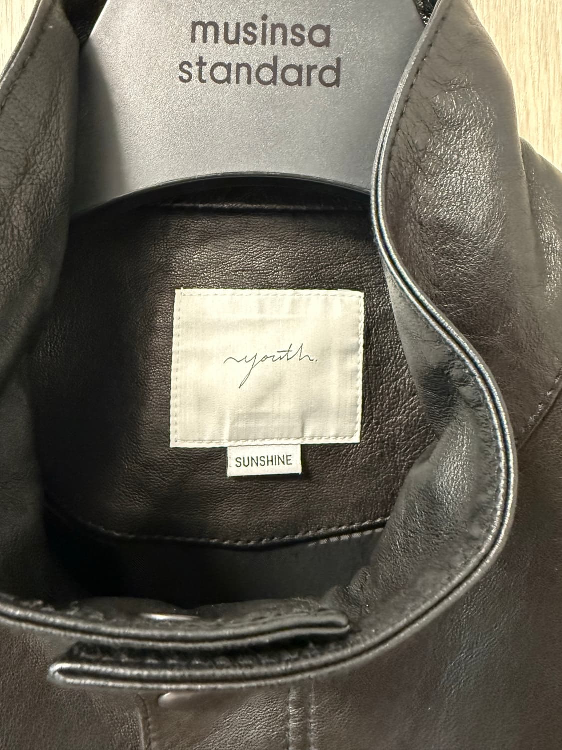 [S]유스 24fw 하이넥 레더 자켓 블랙 상품이미지4