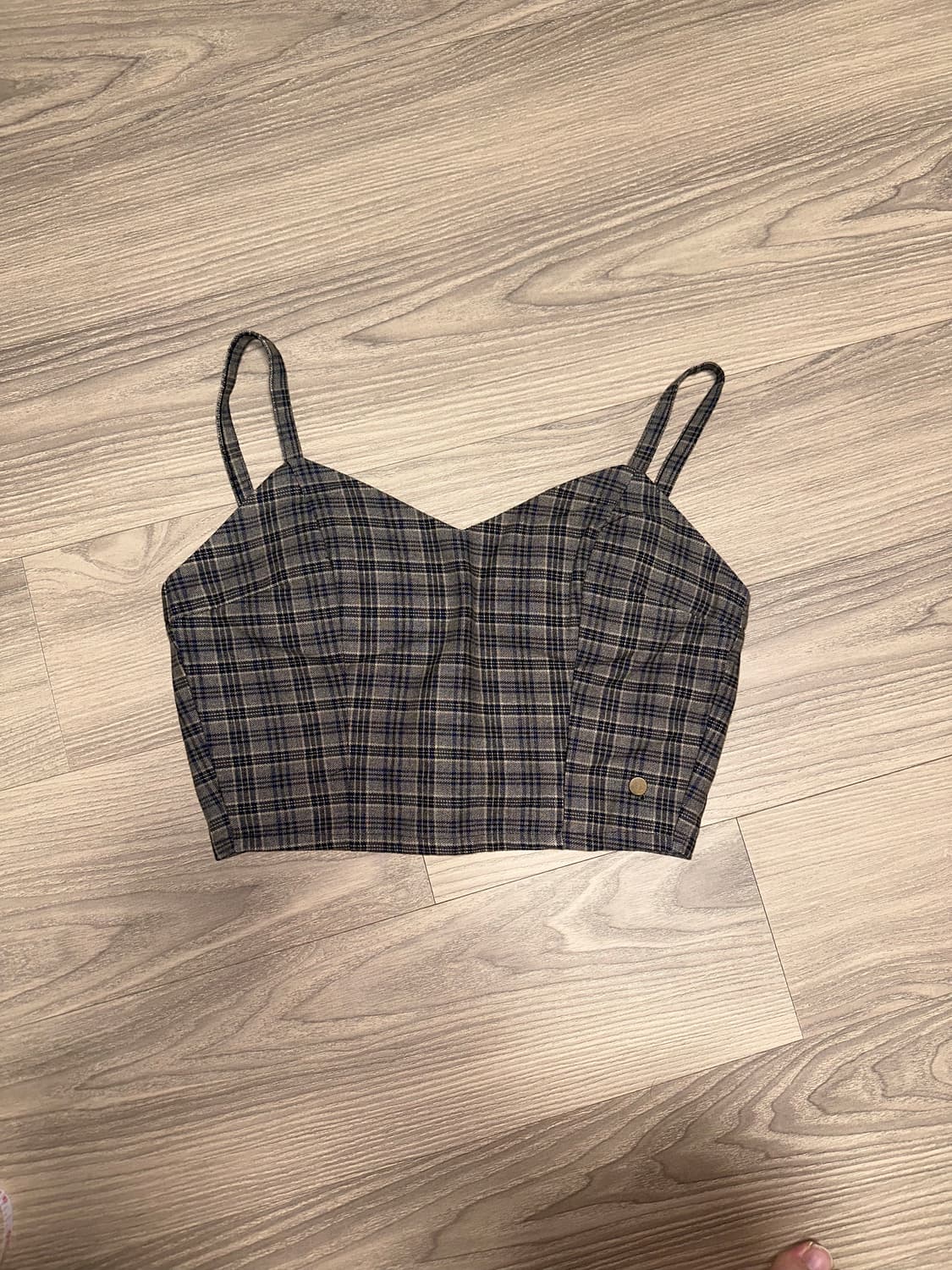 투피스 브라운체크 세트 미니스커트와 탑 상품이미지1