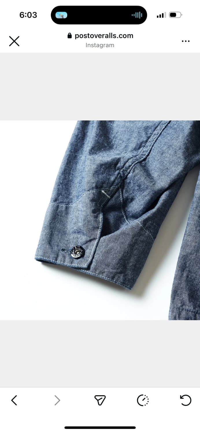 택포) 포스트오버롤즈 45dv 미디엄웨이트샴브레이 L사이즈 판매 상품이미지6