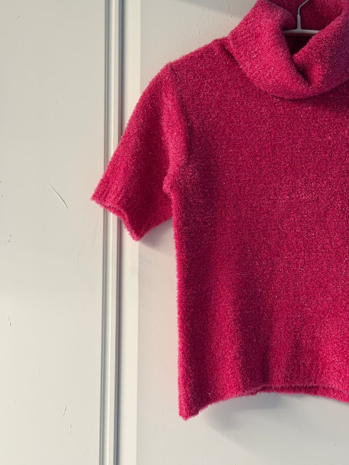 일본빈티지 핫핑크 반팔 터틀넥스웨터 상품이미지5