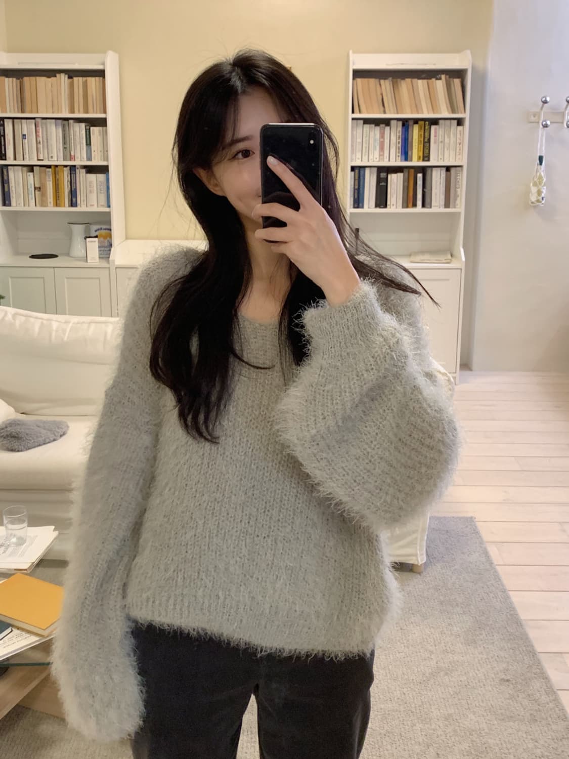 [새상품] 민트그레이 브이넥 니트 상품이미지2