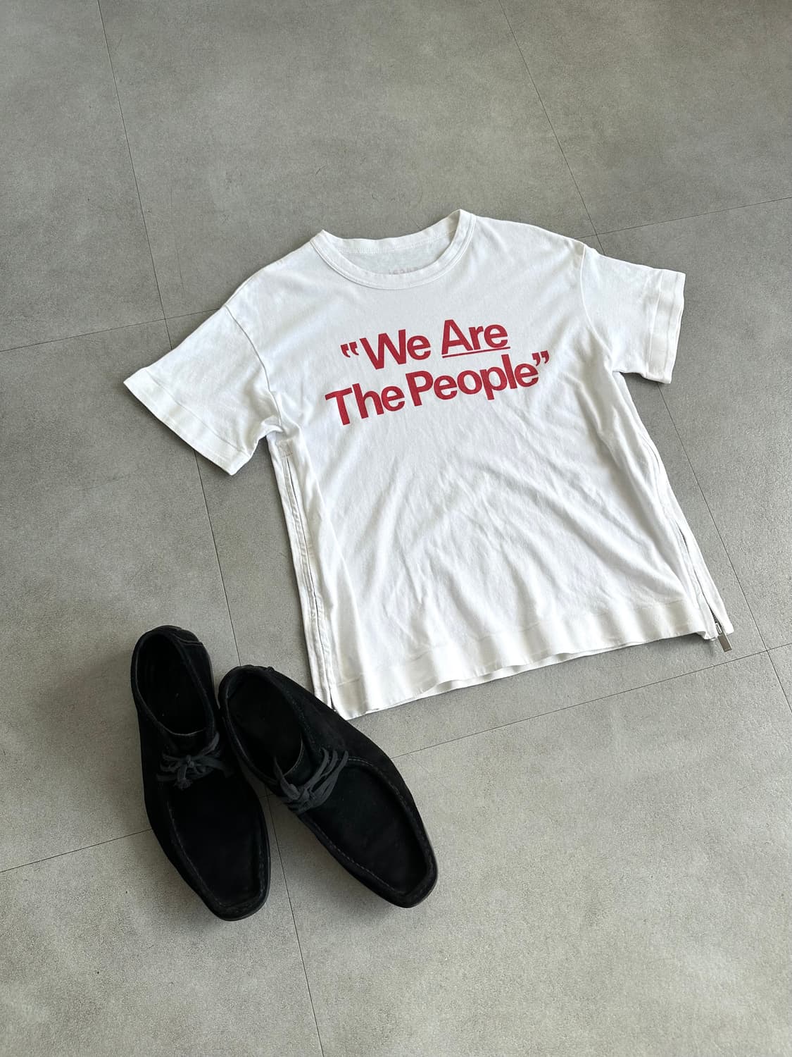 사카이 “we are the people” 사이드지퍼 반팔 티셔츠 상품이미지2