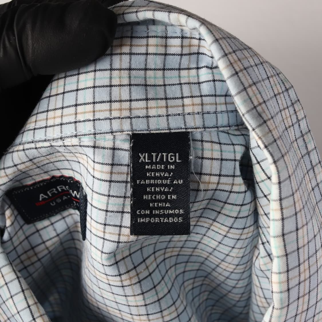 ARROW 오버핏 스카이블루 체크 반팔셔츠 상품이미지6
